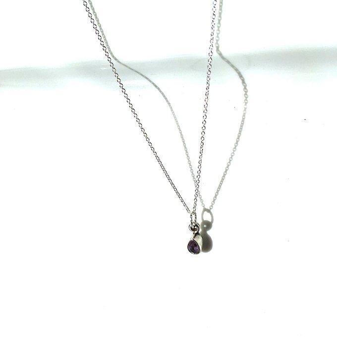 【一点物】✦2月の誕生石✦⋆.·SV925⋆.·紫の雫⋆.·Petiteアメジストドロップネックレス⋆.·✦