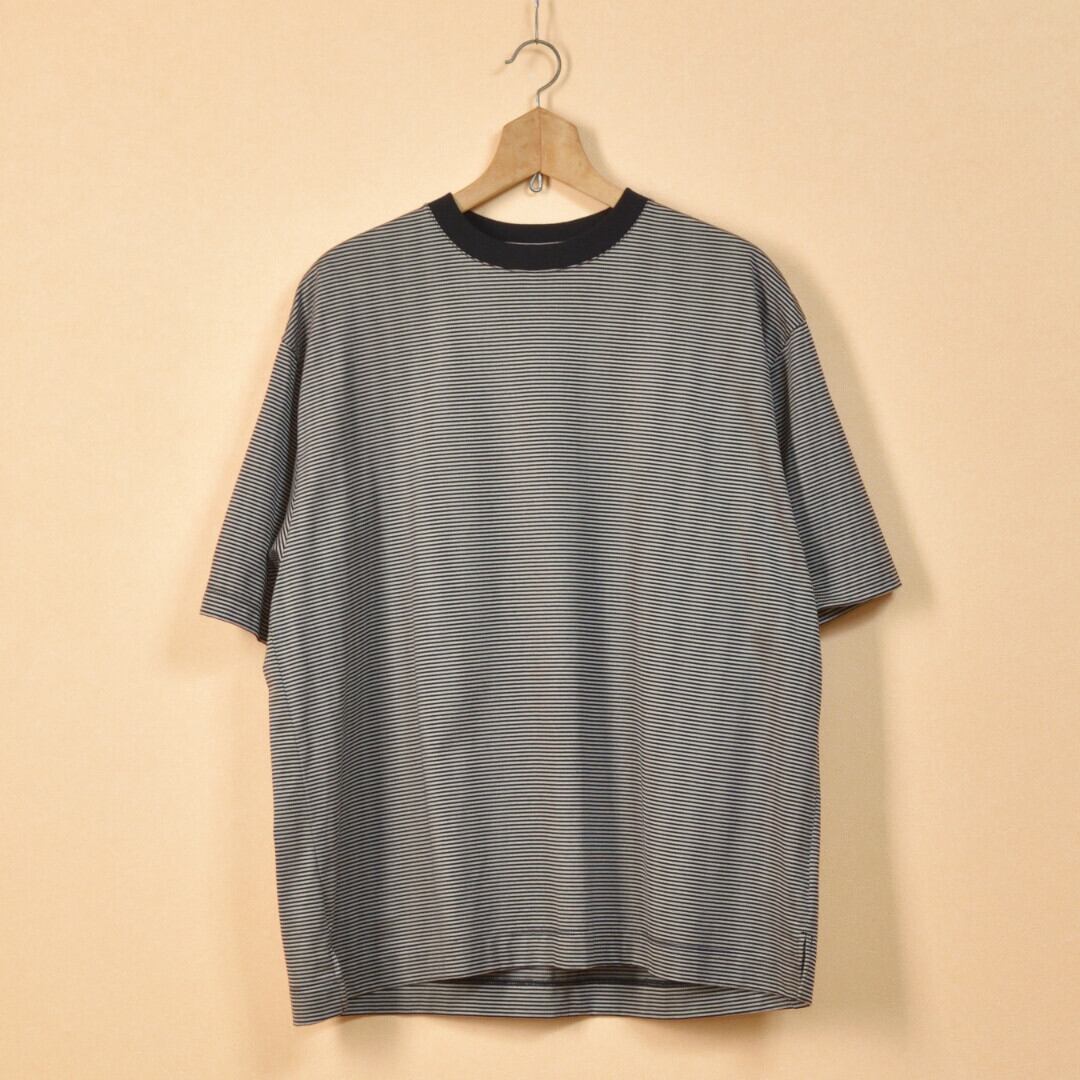 Manual Alphabet マニュアルアルファベット MINI BORDER WIDE TEE ミニボーダーワイドTシャツ・ブラック 【メンズ】ゆとりのあるワイドシルエット