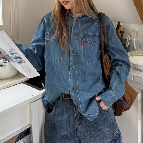 フェードウォッシュユーティリティデニムシャツ 1col   R01807