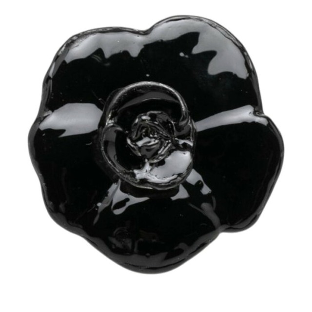 シャネル カメリア リング 指輪 01A シルバー ブラック メタル レディース CHANEL 【中古】