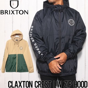 ナイロンジャケット BRIXTON ブリクストン CLAXTON CREST LW ZIP HOOD JACKET 03292 日本代理店正規品BLKL