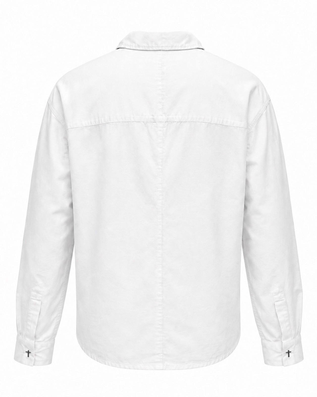 LAST NEST / white cross button LS shirts