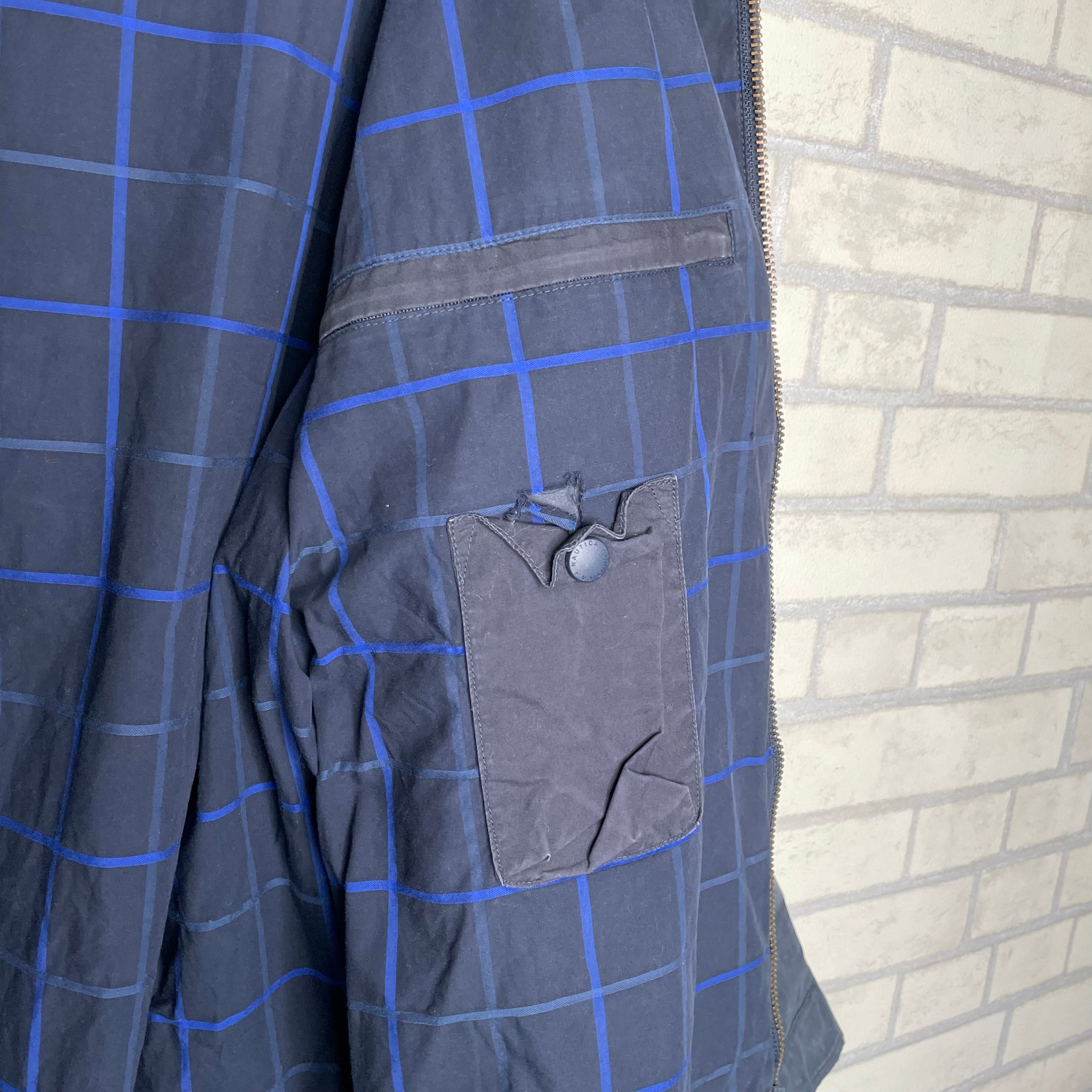 NAUTICA スイングトップ M（L相当）コットン100% 裏地チェック 