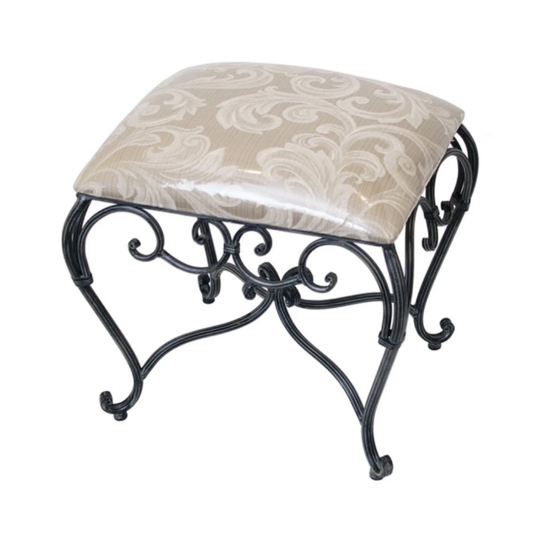 【送料無料】アイアンとファブリックのエレガントなスツール 椅子 イス チェアー 1人掛け オフホワイト