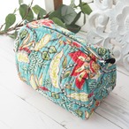 ブロックプリント ポーチ マチあり(M) GREEN