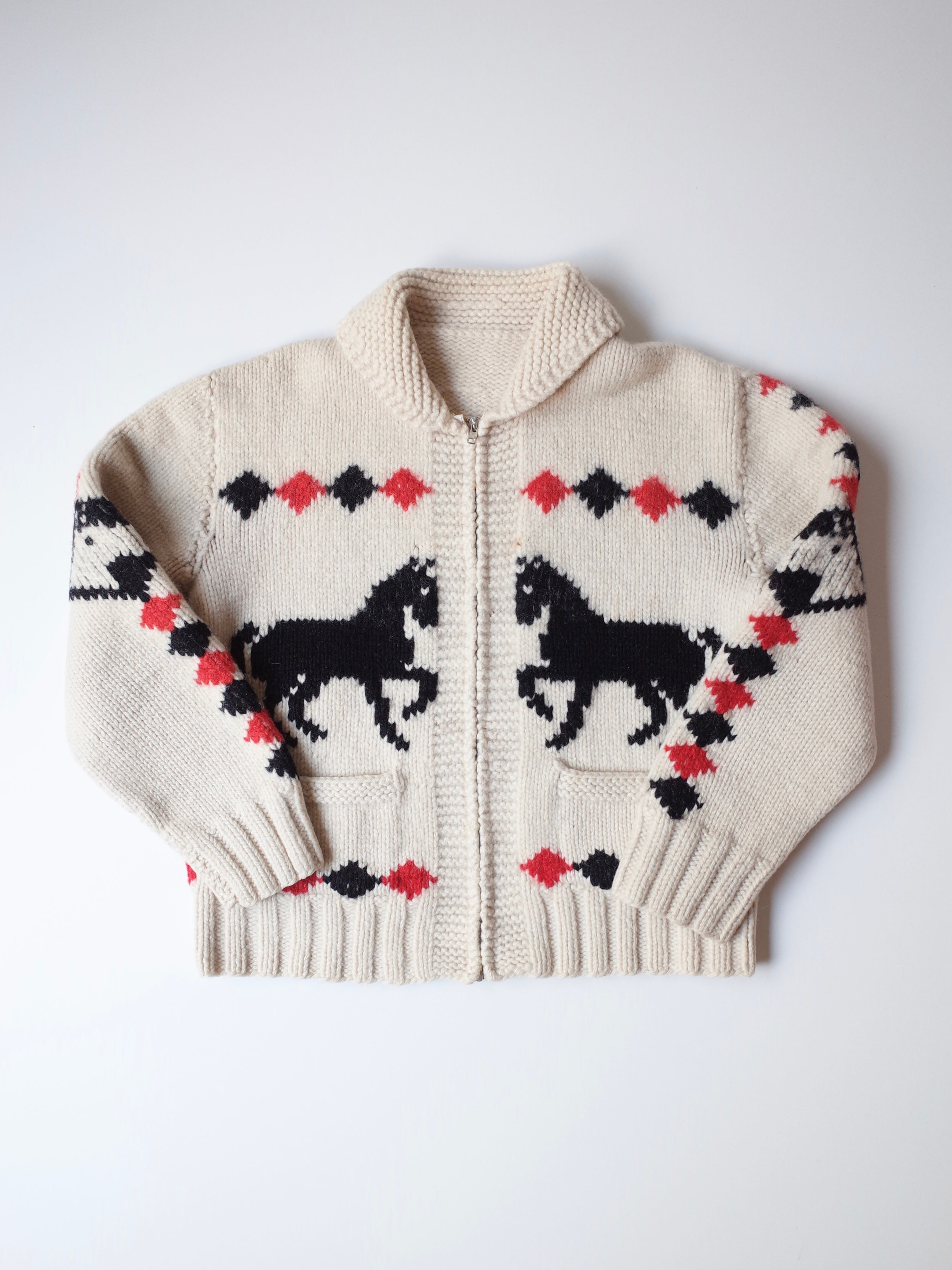60s Horse cowichan knit cardigan