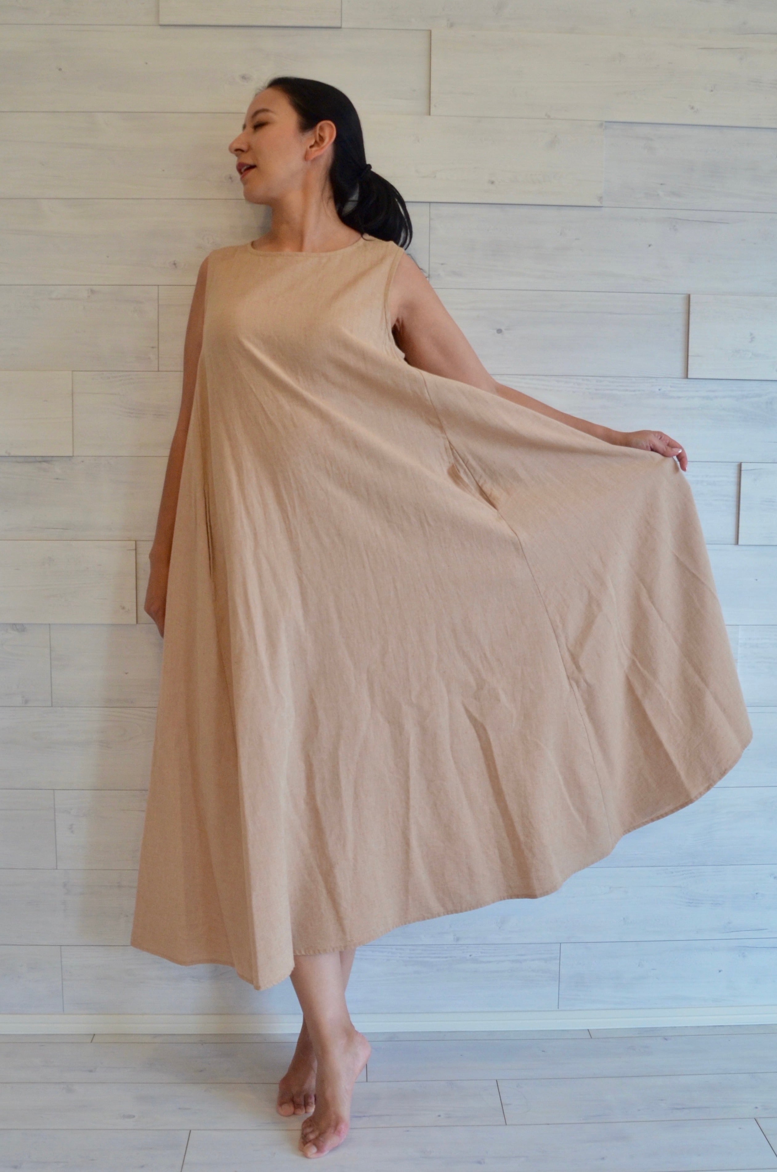 IKKUNA 「オーガニックコットン」 ワンピース a dress 栗色 IKKUNA 「オーガニックコットン」 ワンピース kurta dress 栗色