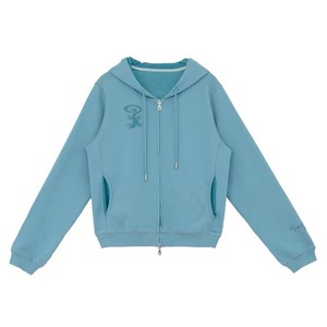 [innomoood] Gecko Embroidered Striped Hoodie
