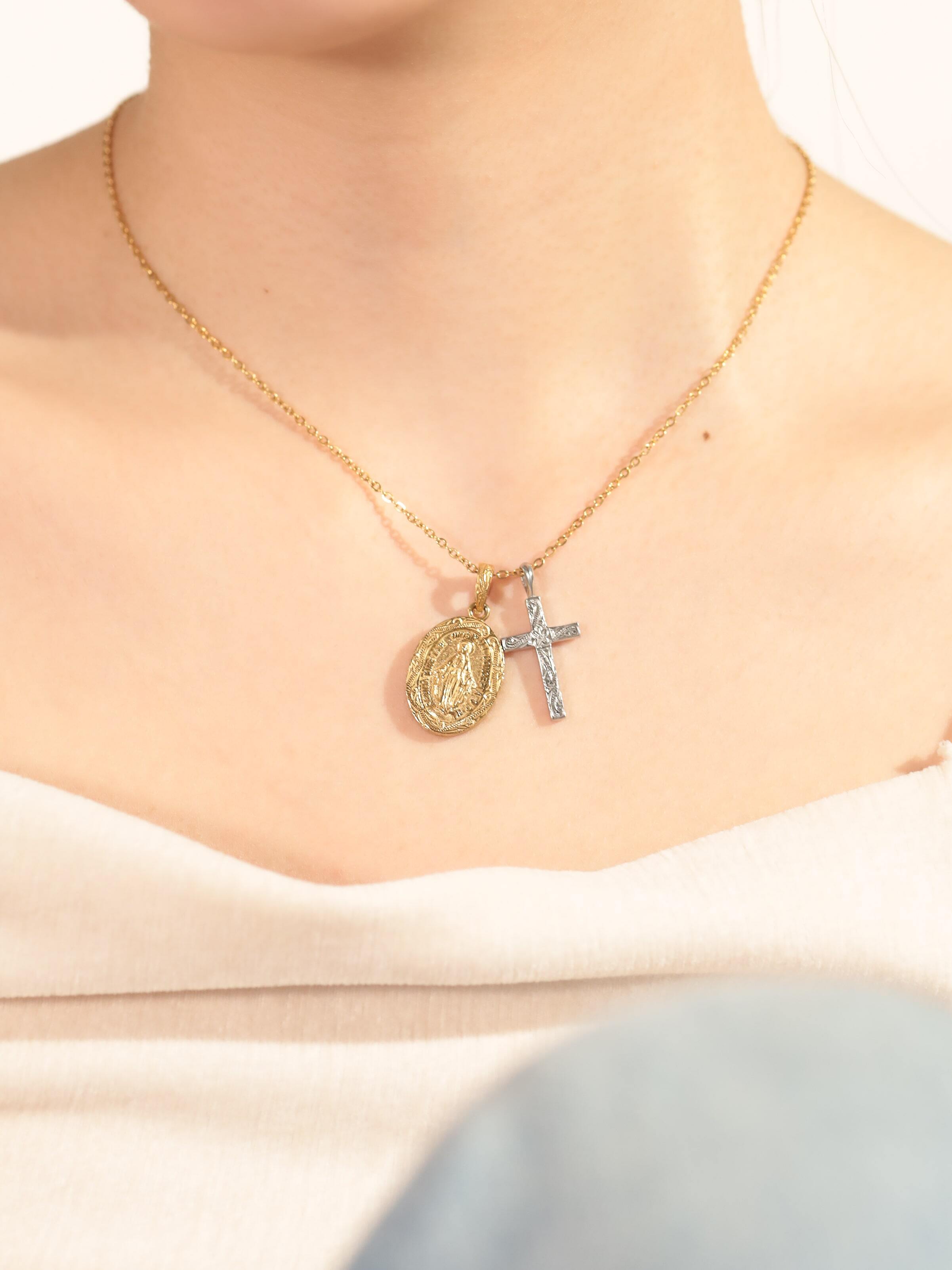 316L hawaiian medai & cross necklace #n74 | rani
