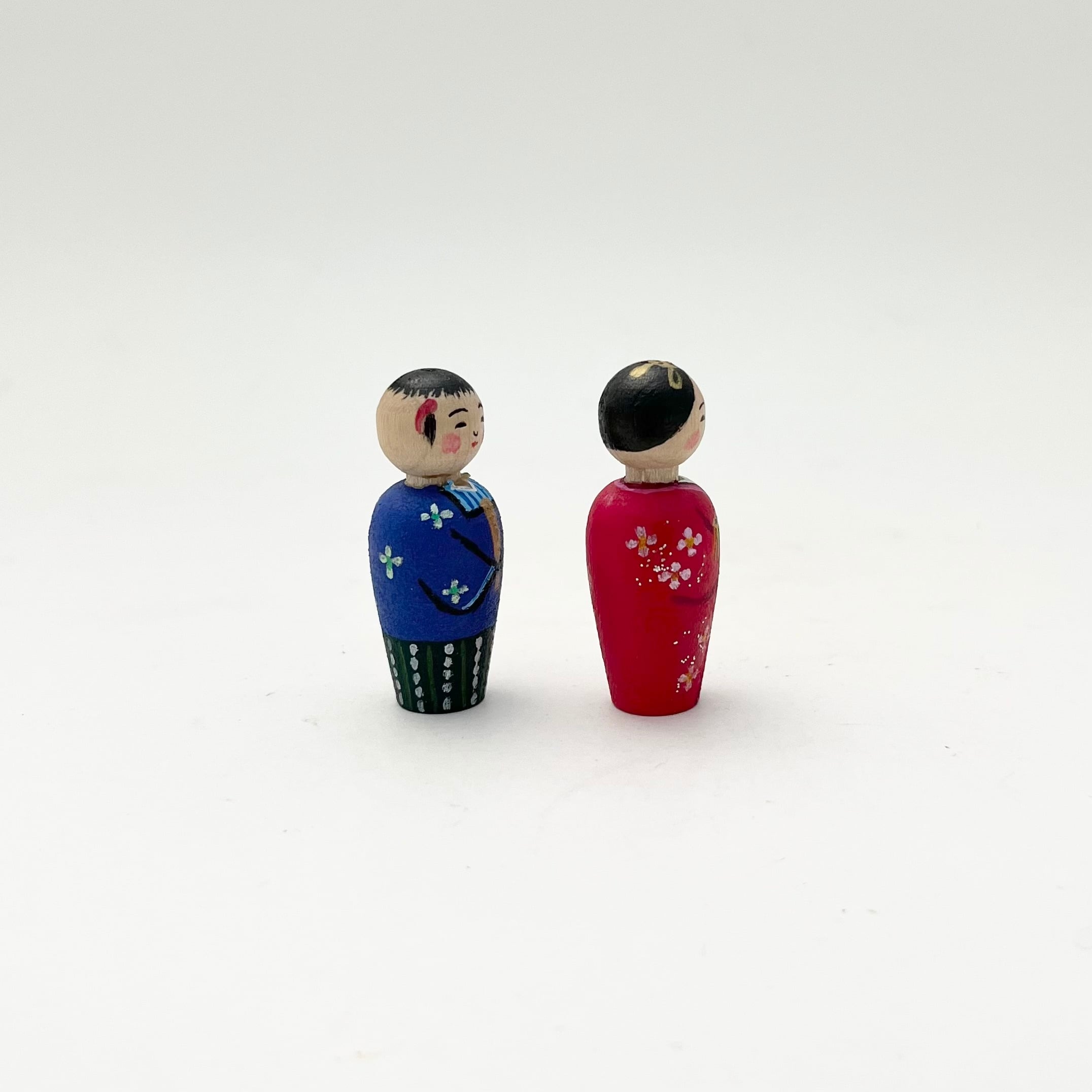 ミニ雛こけしペア(春色のケース入り)描彩/笹原綾工人