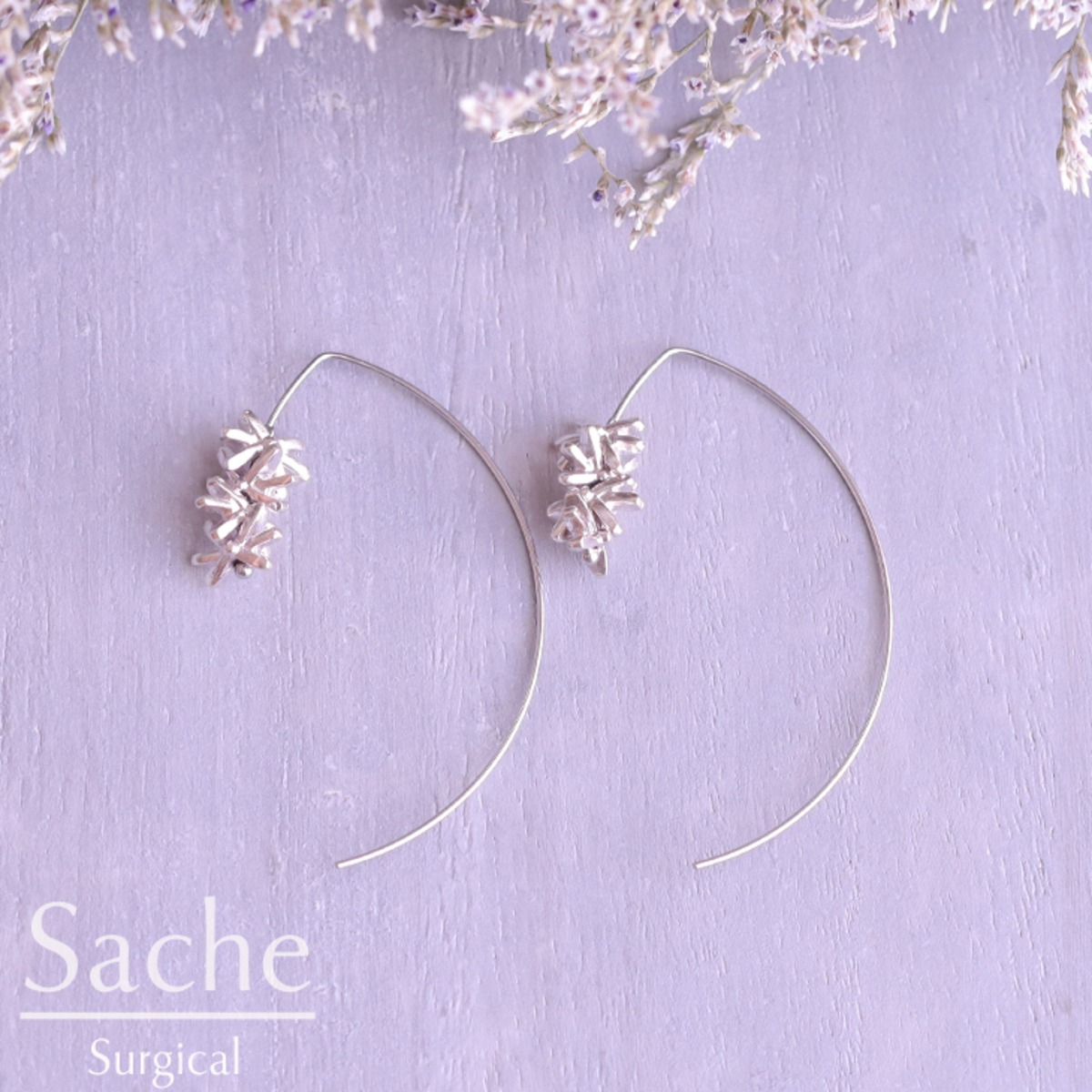 【2024年9月新商品】ピアス 金属アレルギー フラワーピアス 花 シルバー サシェ sache /商品名：【サージカルステンレスピアス