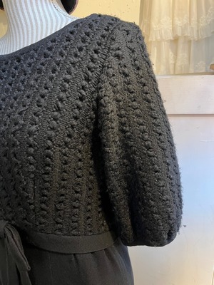 Vintage 60’s ballon sleeve knit top wool black dress