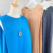 【Coloridas 】リネン タックノースリーブ ワンピース