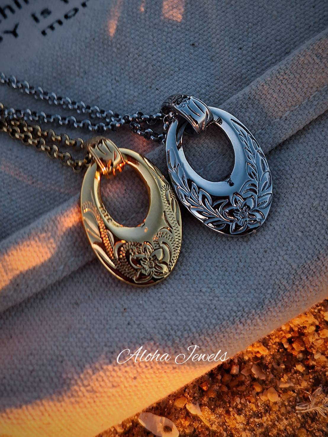 サークルリバーシブル ステンレスネックレス ハワイアンジュエリー Lei Circle Necklace｜ハワイアンジュエリー リバーシブル サークル