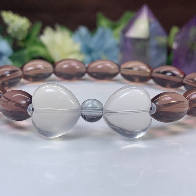 8. ライス型×ハート☆フローライト デザインブレスレット