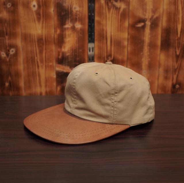 90s USA製 ralphlauren ロングビル つばレザー 無地 L/キャップ 帽子 ラルフローレン ヴィンテージ