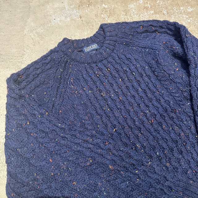 1990'S LANDS'END WOOL NEP SWEATER NAVY L