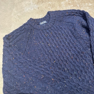 1990'S LANDS'END WOOL NEP SWEATER NAVY L