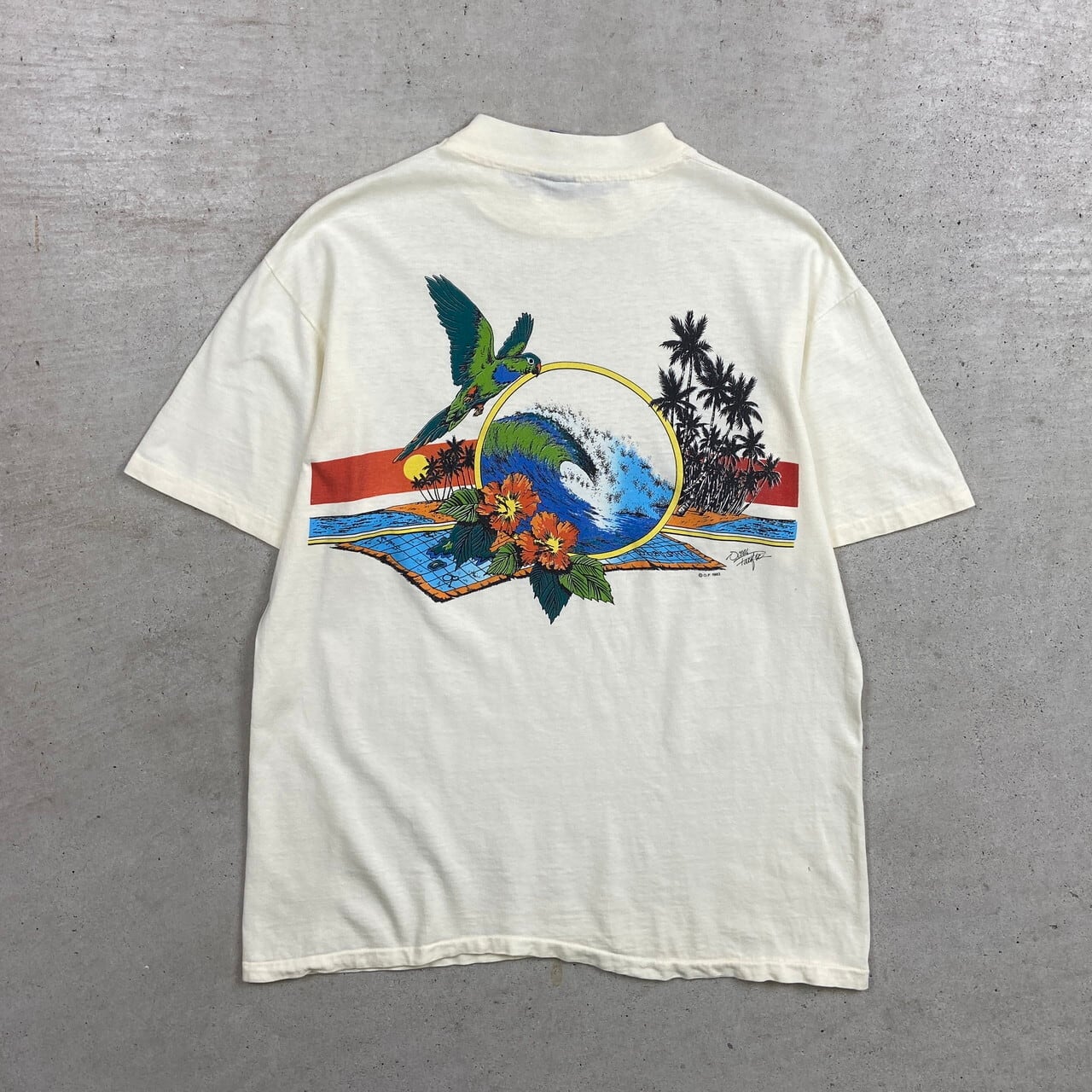 80年代 Op オーシャンパシフィック ロゴプリントTシャツ メンズL 古着 