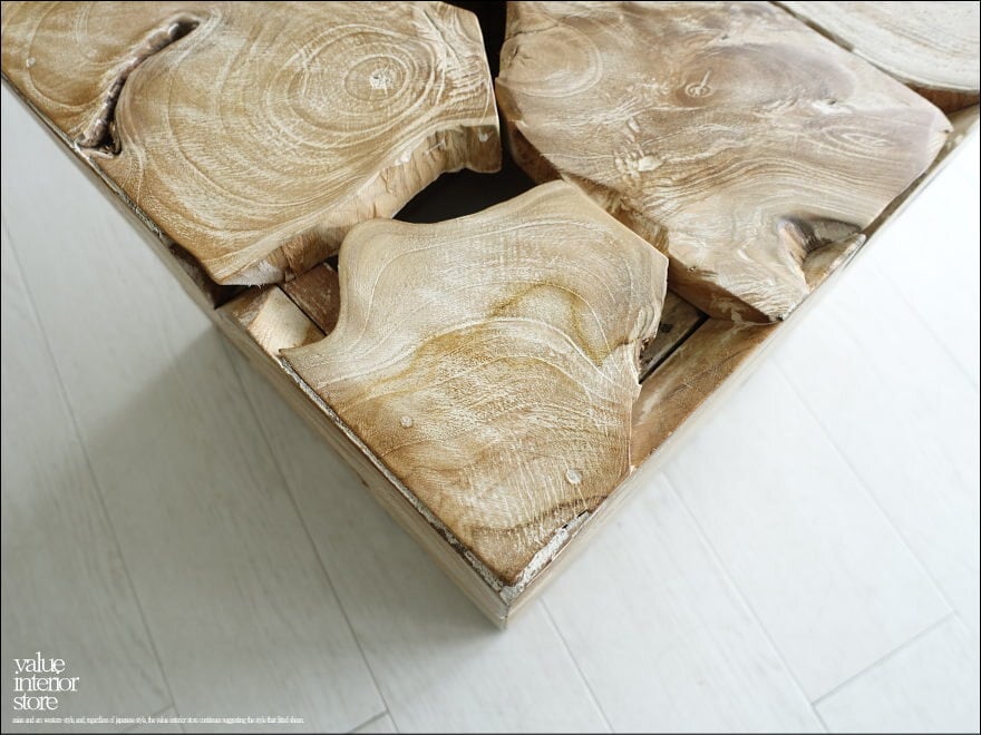 無垢 チークブロックスツールN 40x40cm 1銘木 チーク ブロック スツール 椅子 天然木 無垢 キューブ 40cm