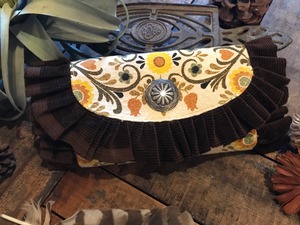 vintage flower fabric clutch bag