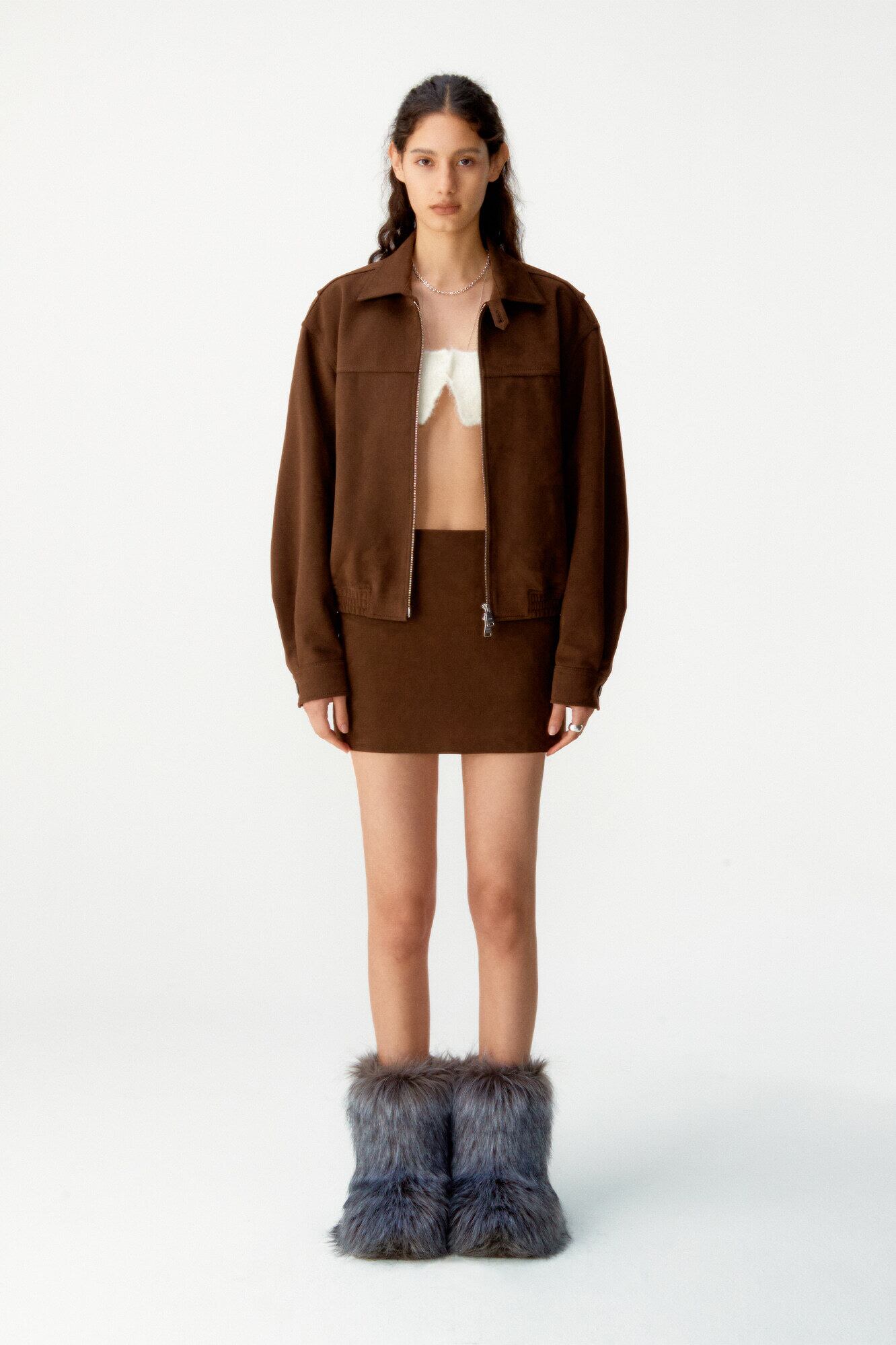 COOR WOMEN] [W] Pow Suede Bomber Jacket (Dark Brown) 正規品