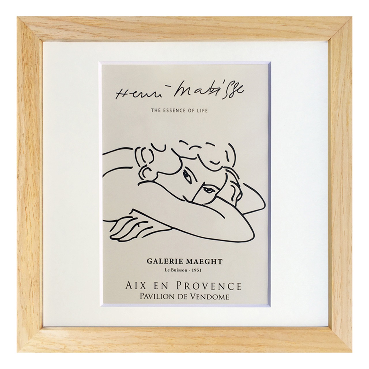 [額縁付き] アンリ・マティス「Head and Arms of Reclining Nude」アートポスター ナチュラルフレーム 275×275mm AFHM10 - 1