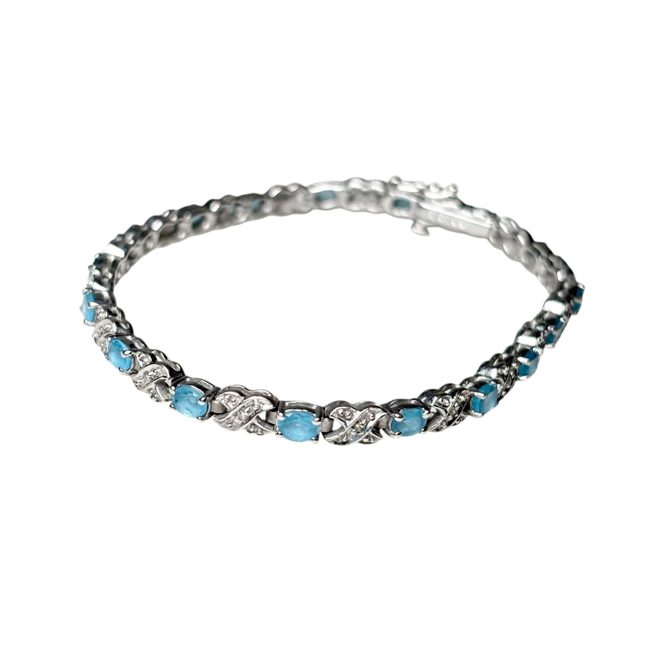vintage 9ct gold topaz & diamond bracelet