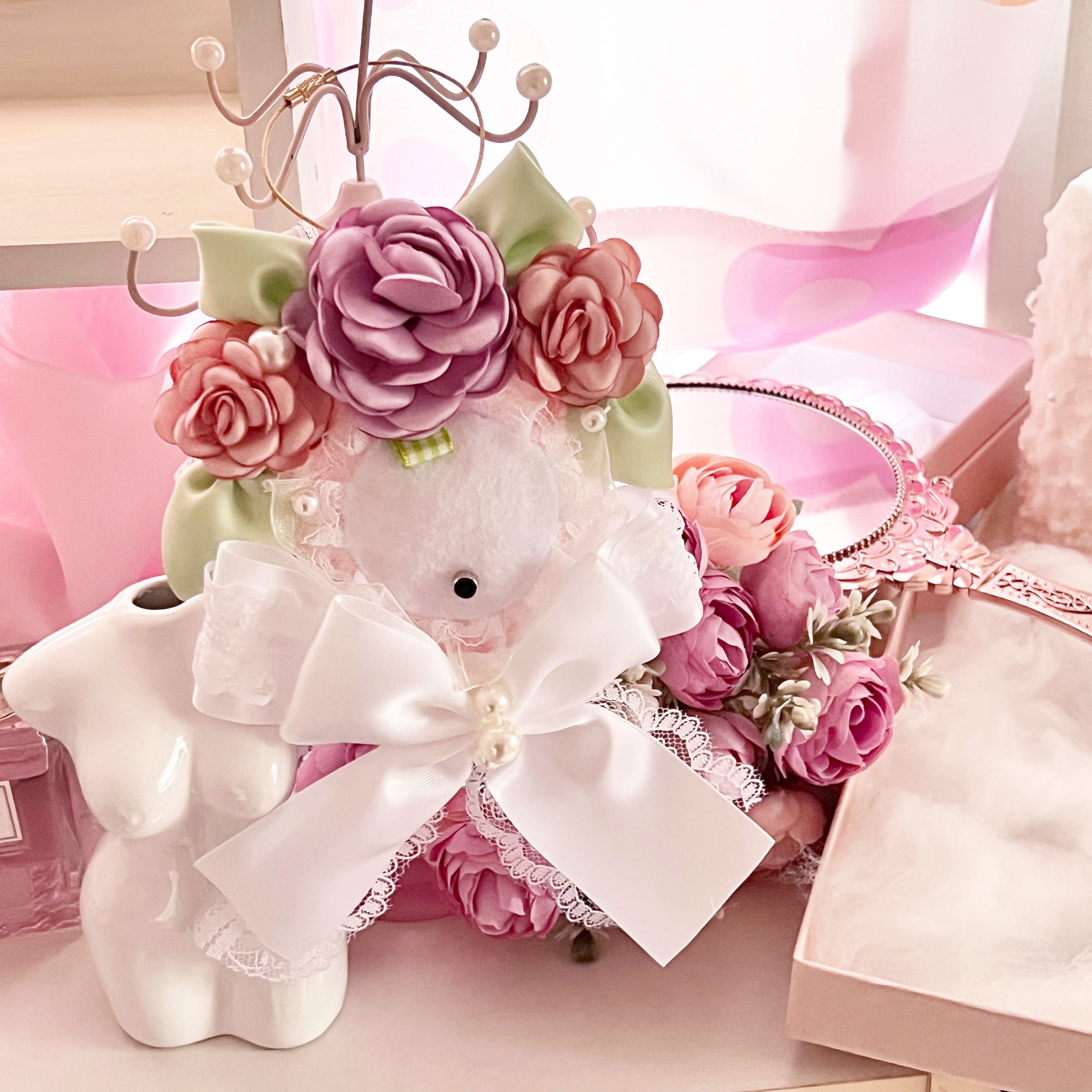 にょろりさま売約済み〈Bouquet・グレイッシュピンクのお花・フラット  