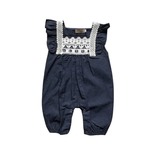 デニム フリル ロンパース