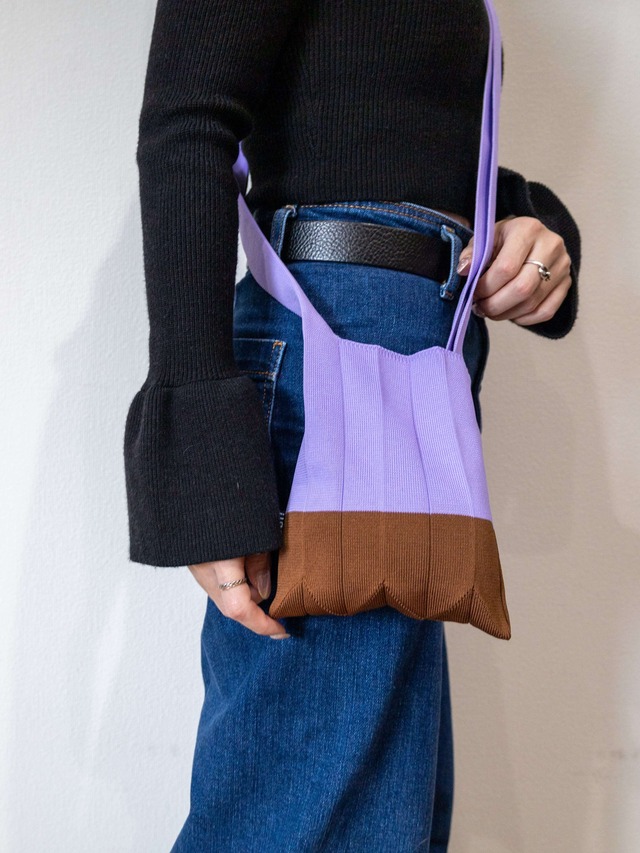 PLEATS KNIT SHOLDER / 2TONE