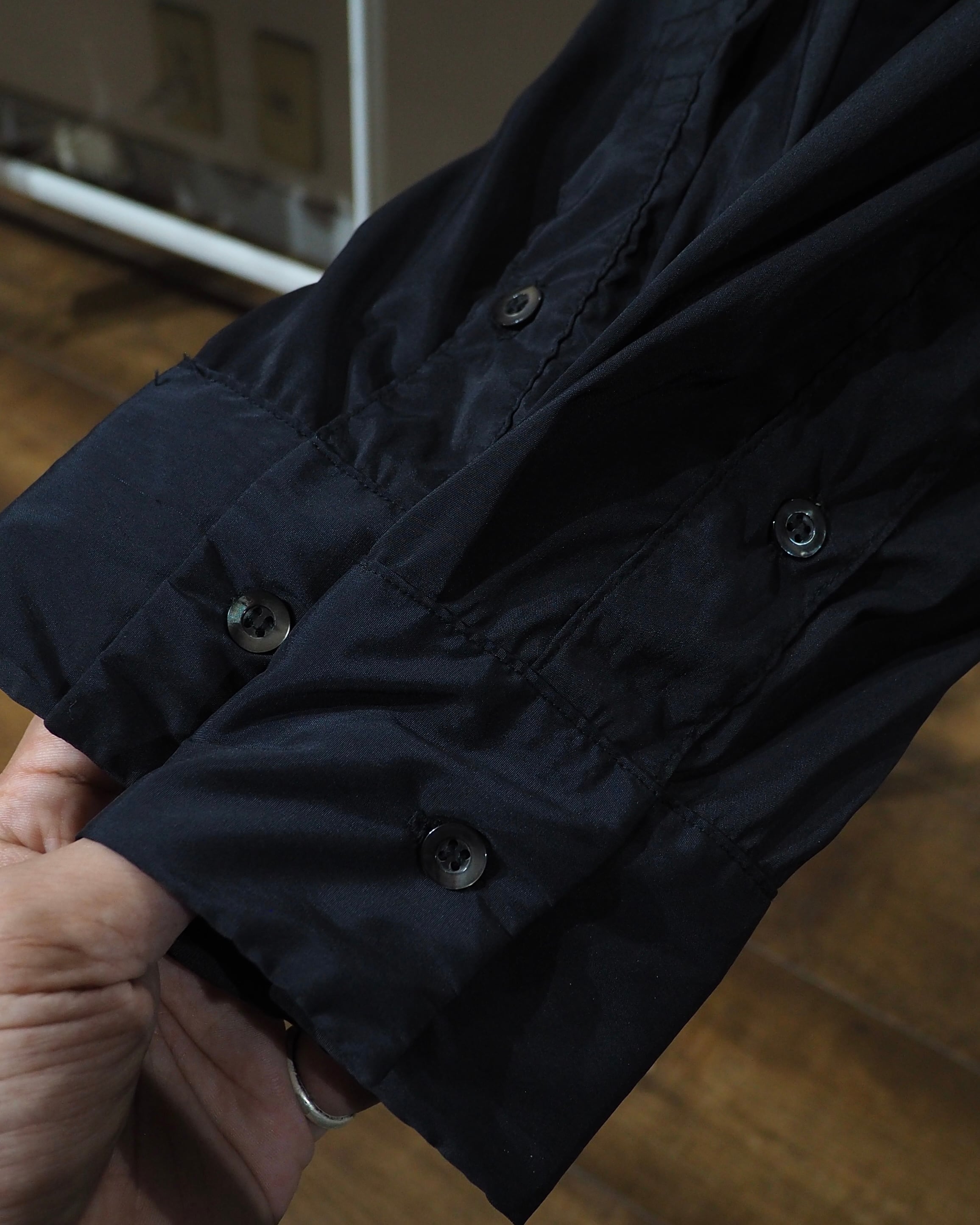 1990 - 00s " 5351 Pour Les Hommes " Black Pointed Collar Archive Drape Shirt