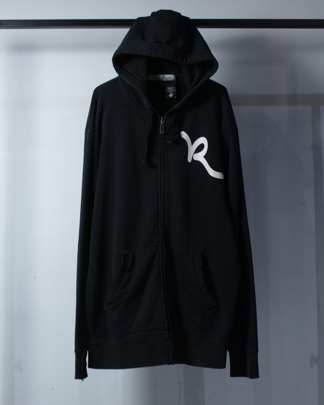 【Caka BLACK】“ROCA WEAR” Logo Design Loose Zip Up Hoodie