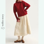 【2color】月の袖、羊のぬくもり – タートルネックのパフスリーブニット《P0314》