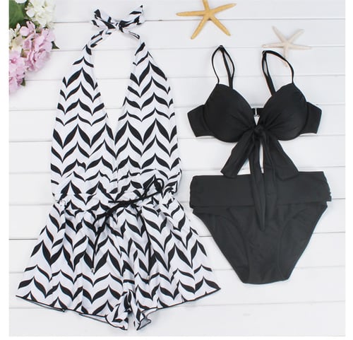 ブラウス付き胸元リボンビキニ 水着 リボン ブラウス ストラップ