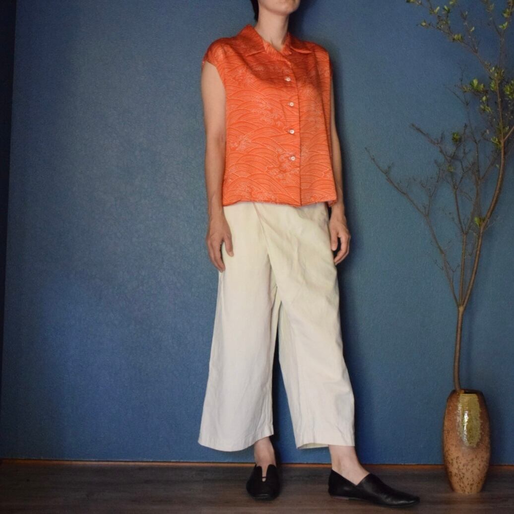 KR-169   着物 リメイク 　ブラウス　フレンチ袖　シャツ　ゆったり KR-169 着物 リメイク ブラウス フレンチ袖 シャツ ゆったり（KR