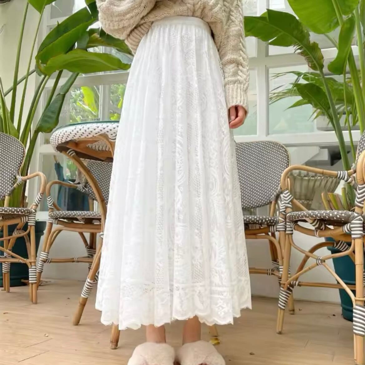 ヴィンテージレースロングスカート