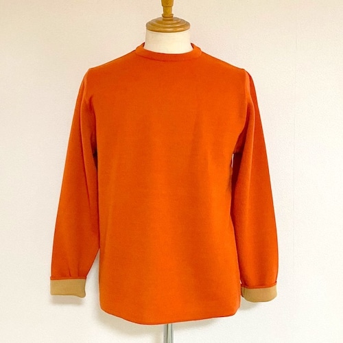 Switch Color Crew Neck Knit　Orange