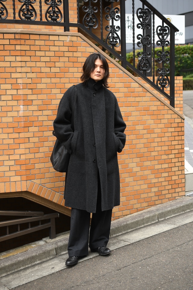 A.PRESSE / Cashmere Melton Long Coat (Charcoal)