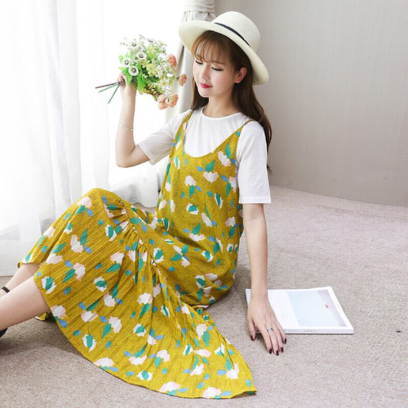 【新作】【送料無料】 夏のマタニティドレスツーピースドレスルーズラージサイズTシャツ+ドレスチェック柄半袖妊娠中のドレスシフォン ハーフスリーブ 大きめサイズ サマー 夏物 AL expec335594357591