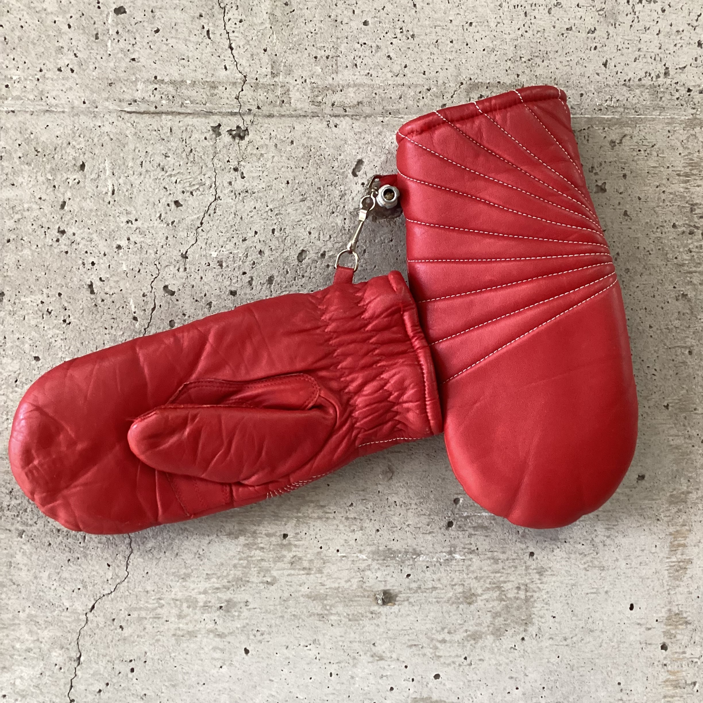 red leather gloves