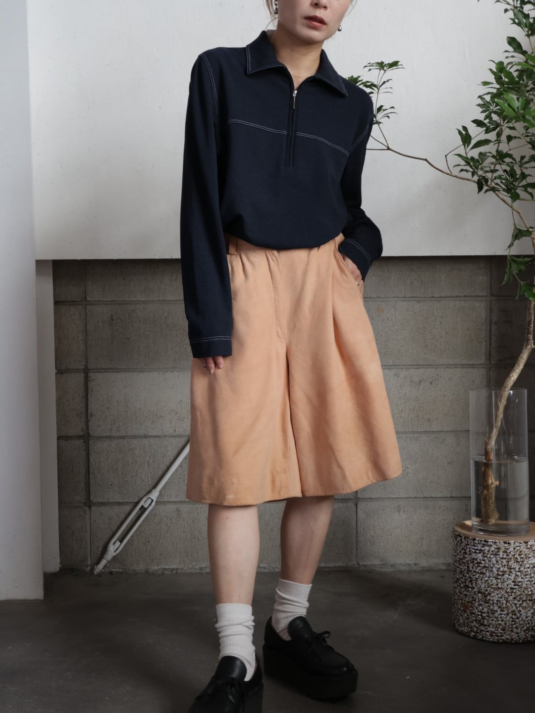 【CherLife】ヴィンテージ クロッシェ カシュクール トップス vintage>half zip stitch tops | CherLife