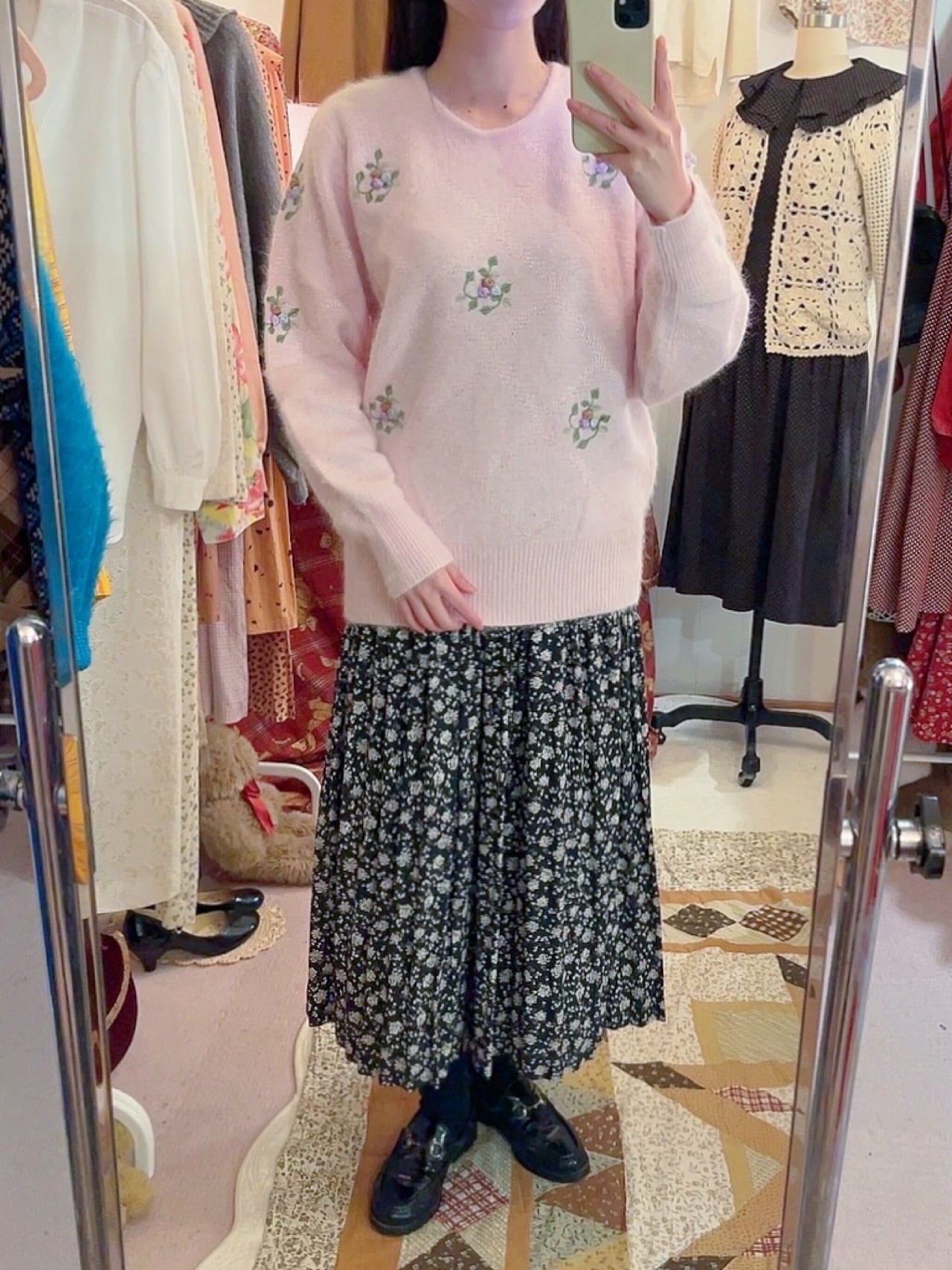 baby pink rose angora knit sweater