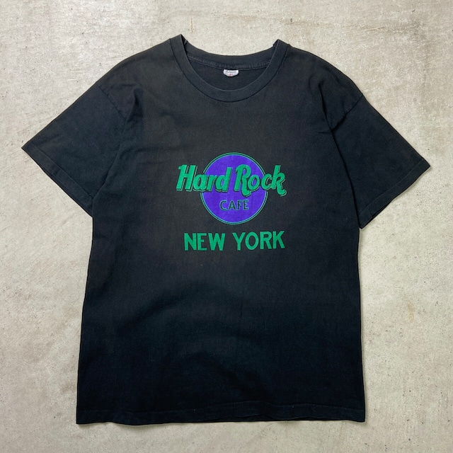 90年代 HARD ROCK CAFE NEWYORK ハードロックカフェ プリントTシャツ メンズXL 古着 90s VINTAGE ヴィンテージ シングルステッチ 黒【Tシャツ】/ブラック