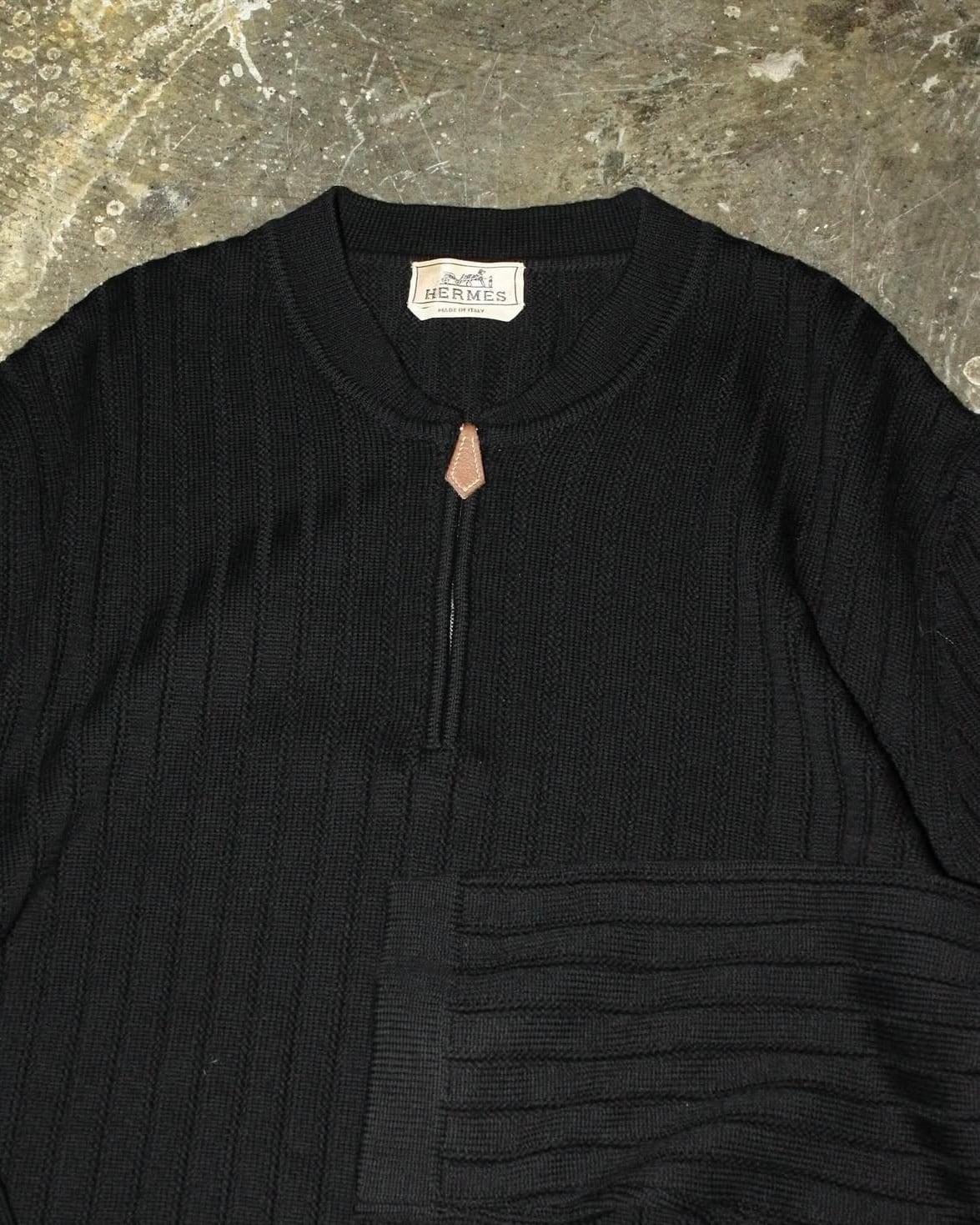 HERMES Wool Half-Zip Knit ITALY製