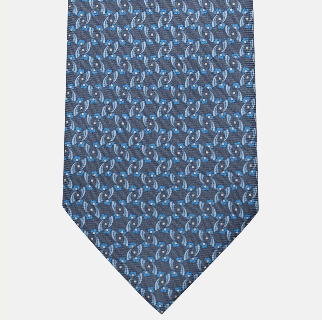 3-Fold Silk Tie, Floral Pattern, Grey - JA056337-9