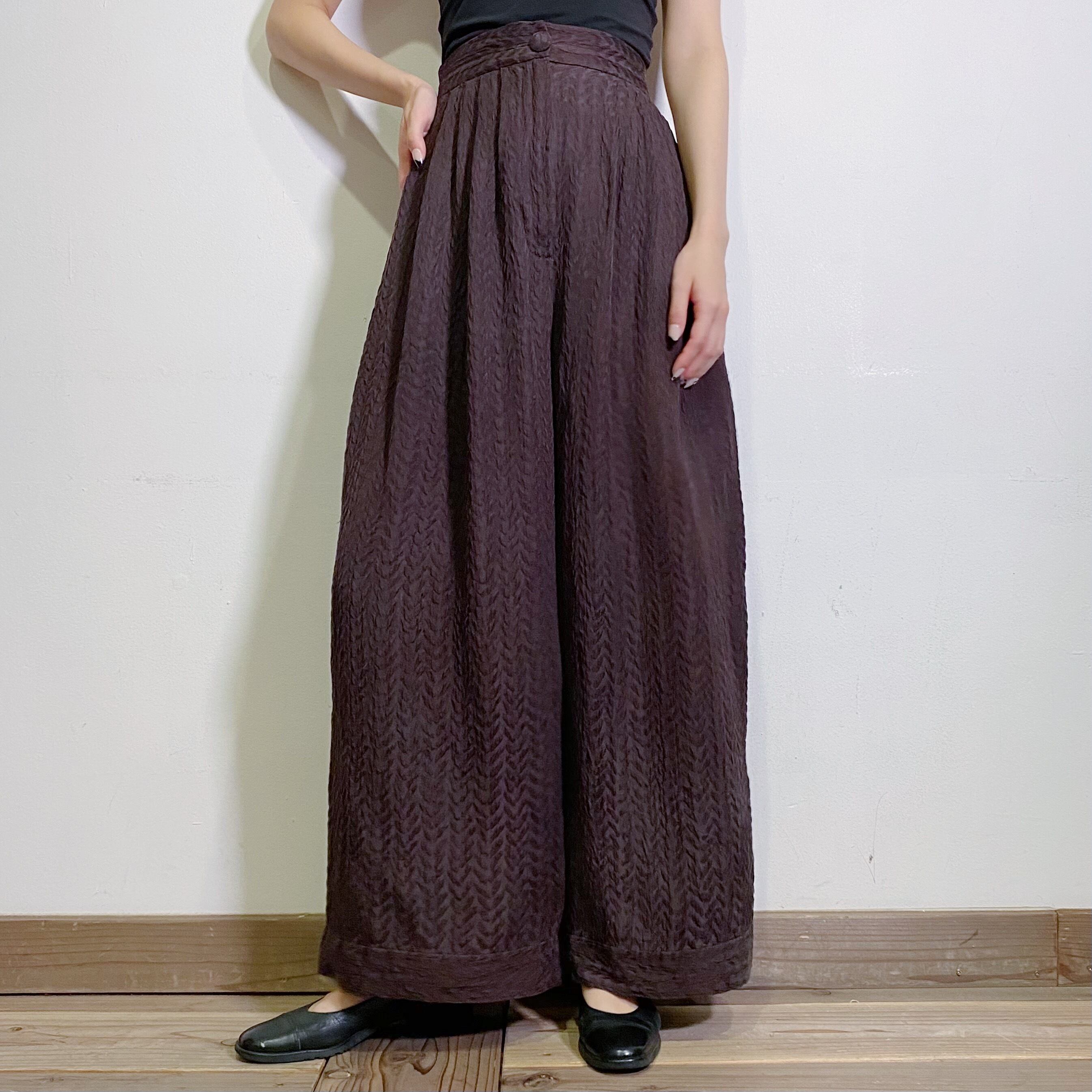 Brown silk easy pants【536】