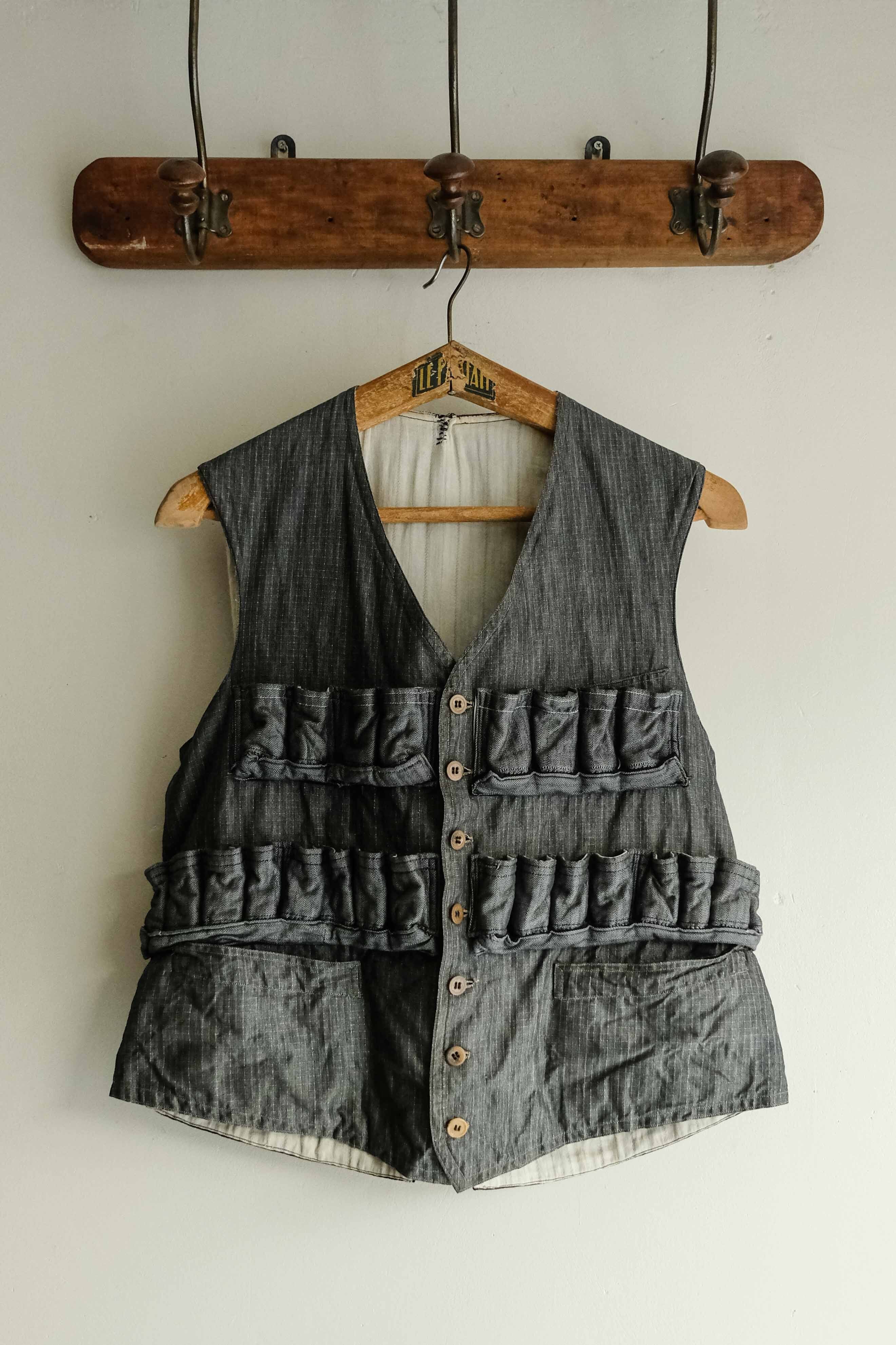 1920-30s フランス リネンシャンブレーハンティングベスト | militaria