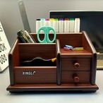 文房具収納 小物収納棚 木製 引き出し付 多機能 デスクオーガナイザー レトロ おしゃれ ヴィンテージ 北欧