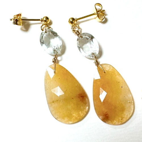 一点物！イエロージェード　デザインピアス